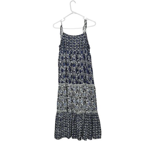 Sadie & Sage Dresses & Skirts - Sadie & Sage Tiered Eyelet Midi Dress Floral Sleeveless Tie Straps Sz Small Boho